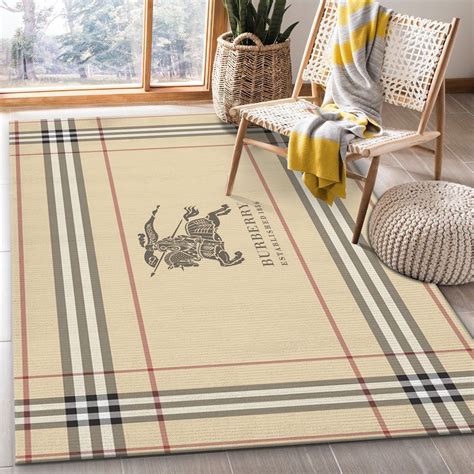 Washable Burberry Plaid Rug 